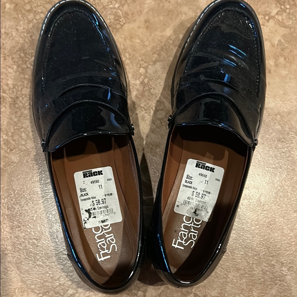 Franco Sarto Black loafer  with patent  Leather Upper